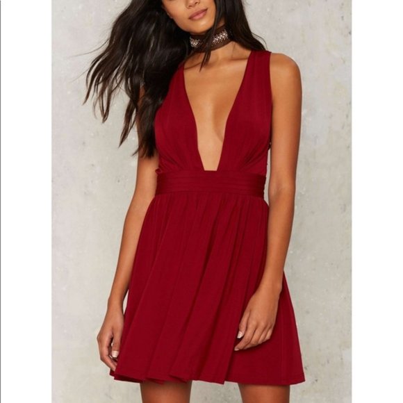 Nasty Gal Dark Red Dress - Picture 1 of 10